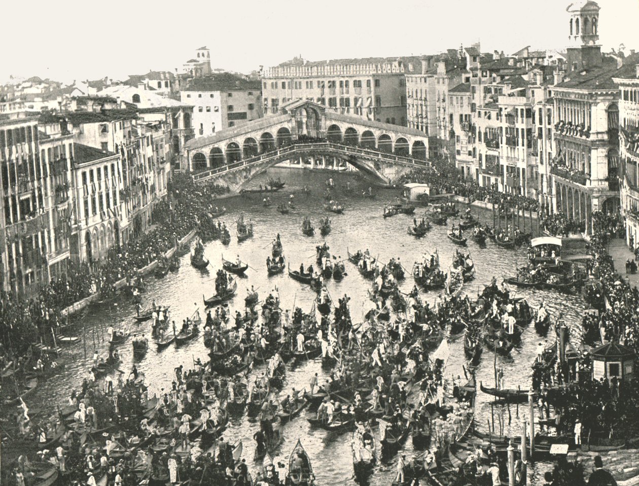 大運河、ヴェネツィア、イタリア、1895年の祭日。 作： 不明