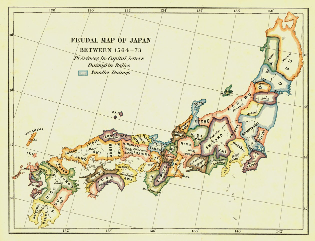 1564〜73年、1903年の日本の封建地図。 作： 不明