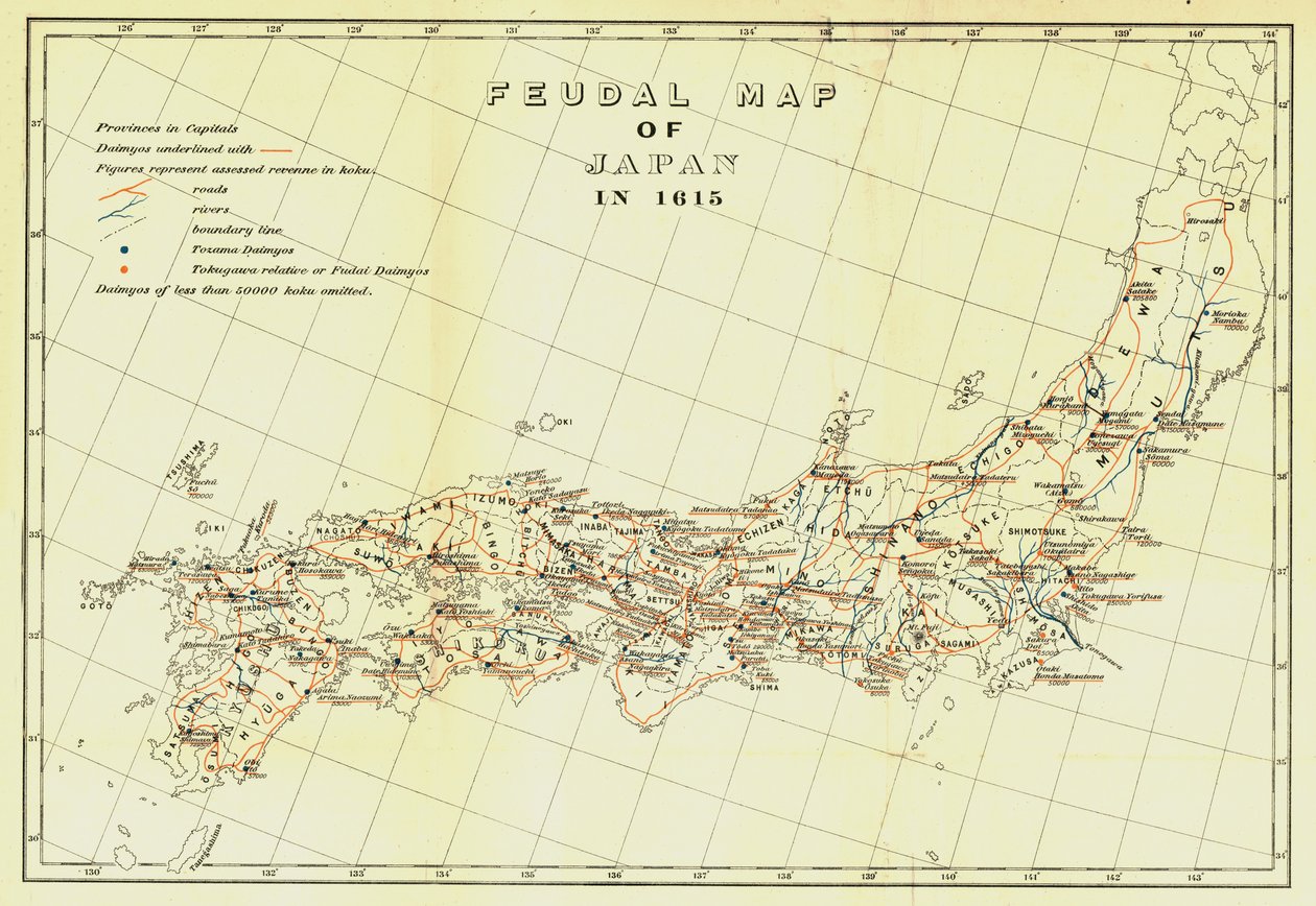1615年、1903年の日本の封建地図。 作： 不明