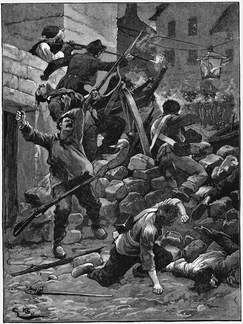 バリケードでの戦い、7月君主制、フランス、1848年c1885 作： 不明