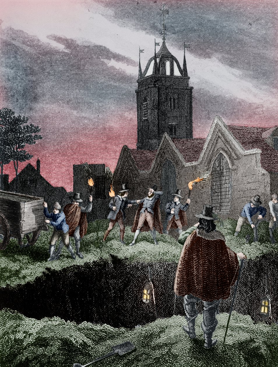 疫病のロンドン、c1665の間に夜に大量の墓を埋める 作： 不明