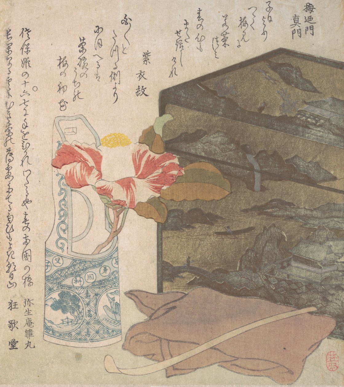 花器と漆箱、18～19世紀。 作： 不明
