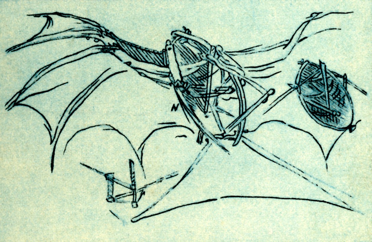 Leonardo da Vinci、c1485、1932年に設計されたフライングマシン。 作： 不明