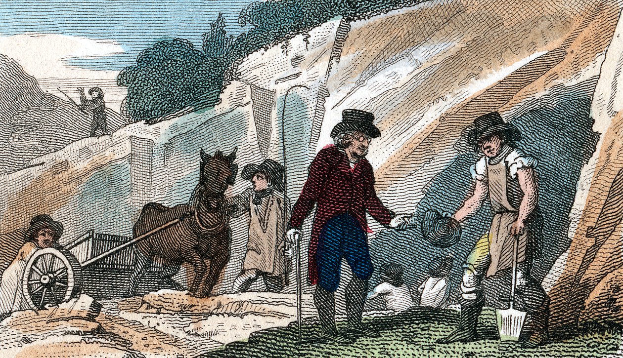 チェリーヒントンチョークピット、ケンブリッジシャー、1822年に化石狩猟 作： 不明