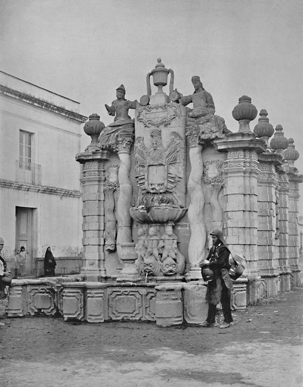 メキシコシティ、1897年に落ちる水の噴水。 作： 不明