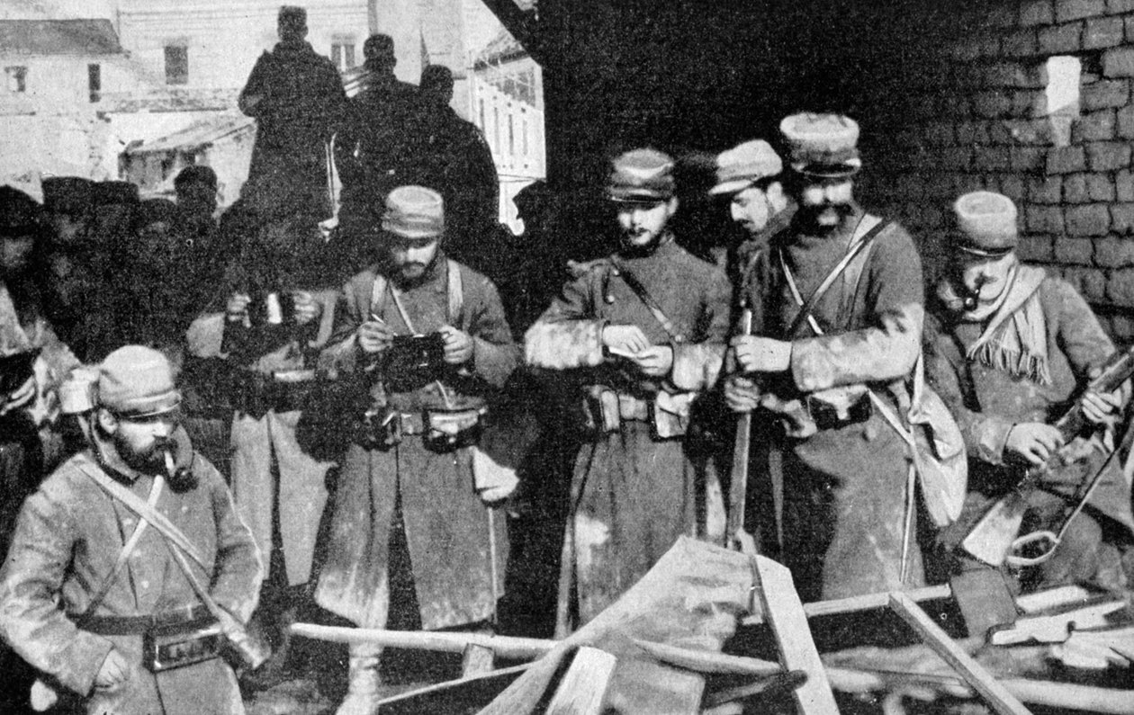 1915年の第一次世界大戦、フランスのシャンパーニュで休んでいたフランスの兵士 作： 不明