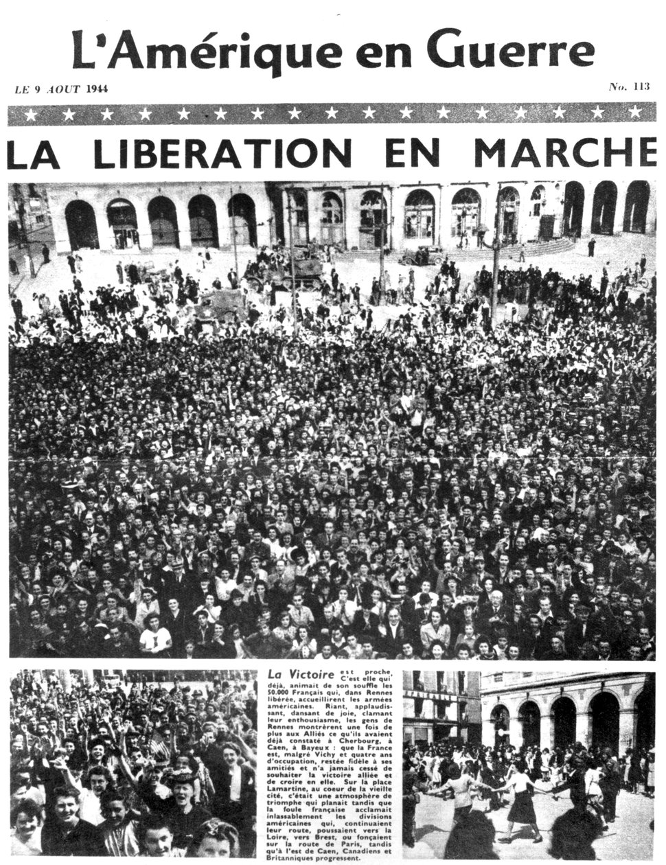 LAmerique en Guerre新聞の最初のページ、1944年8月9日 作： 不明