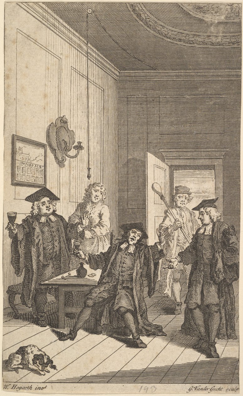 The Humours of Oxford の口絵、1730 年 4 月。 作： 不明