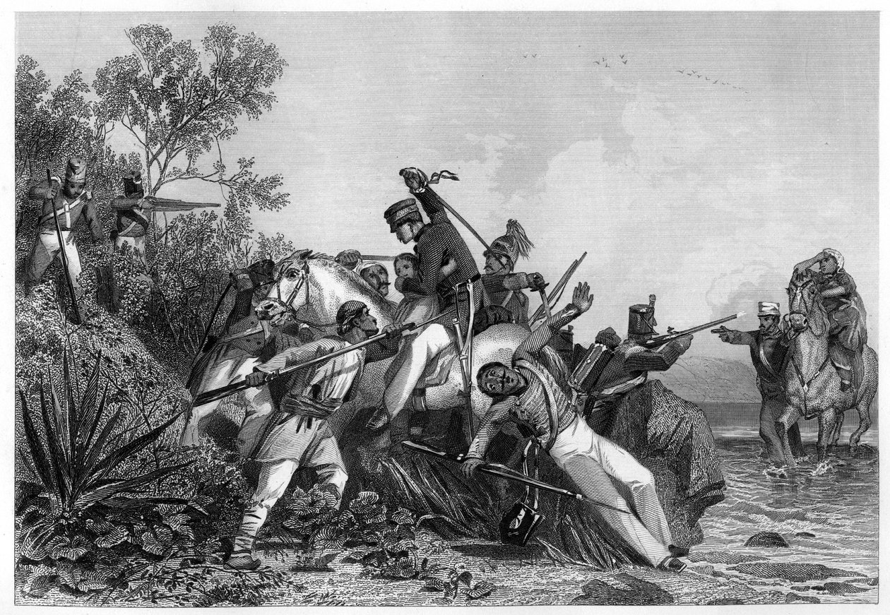反逆者によって攻撃されたイギリスの逃亡将校とその家族、1857、c1860 作： 不明