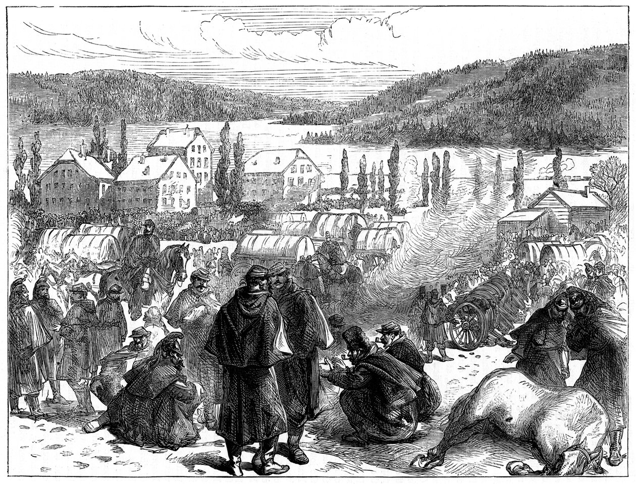 1871年2月、ブルバキ将軍がスイスでフランス軍を破った 作： 不明