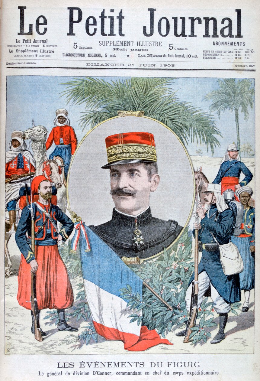 1903年、モロッコのフィグイグへの遠征軍の指揮官、オコナー将軍。 作： 不明