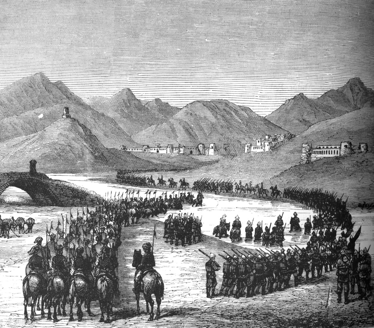 サードナルドスチュワート、1880年に会う途中でロガー川を渡るロス将軍 作： 不明