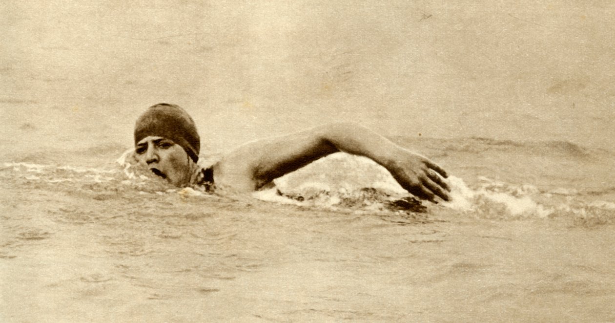 チャンネルを泳いだ最初の女性、1926年、1935年のガートルードエデル。 作： 不明