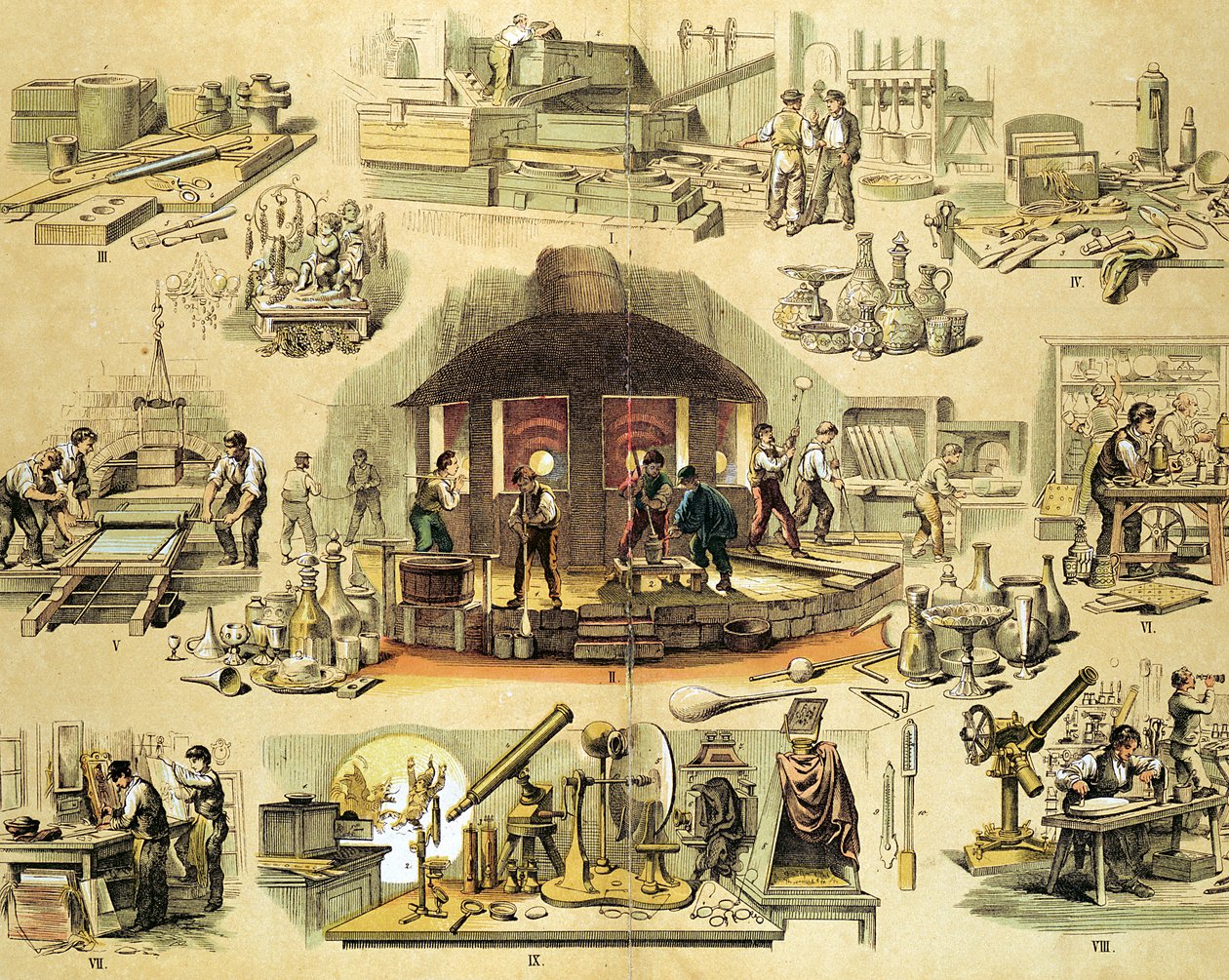 ガラス製造、c1870 作： 不明