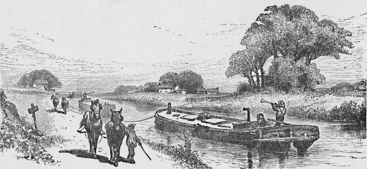 エリー運河の穀物ボート、1883年 作： 不明