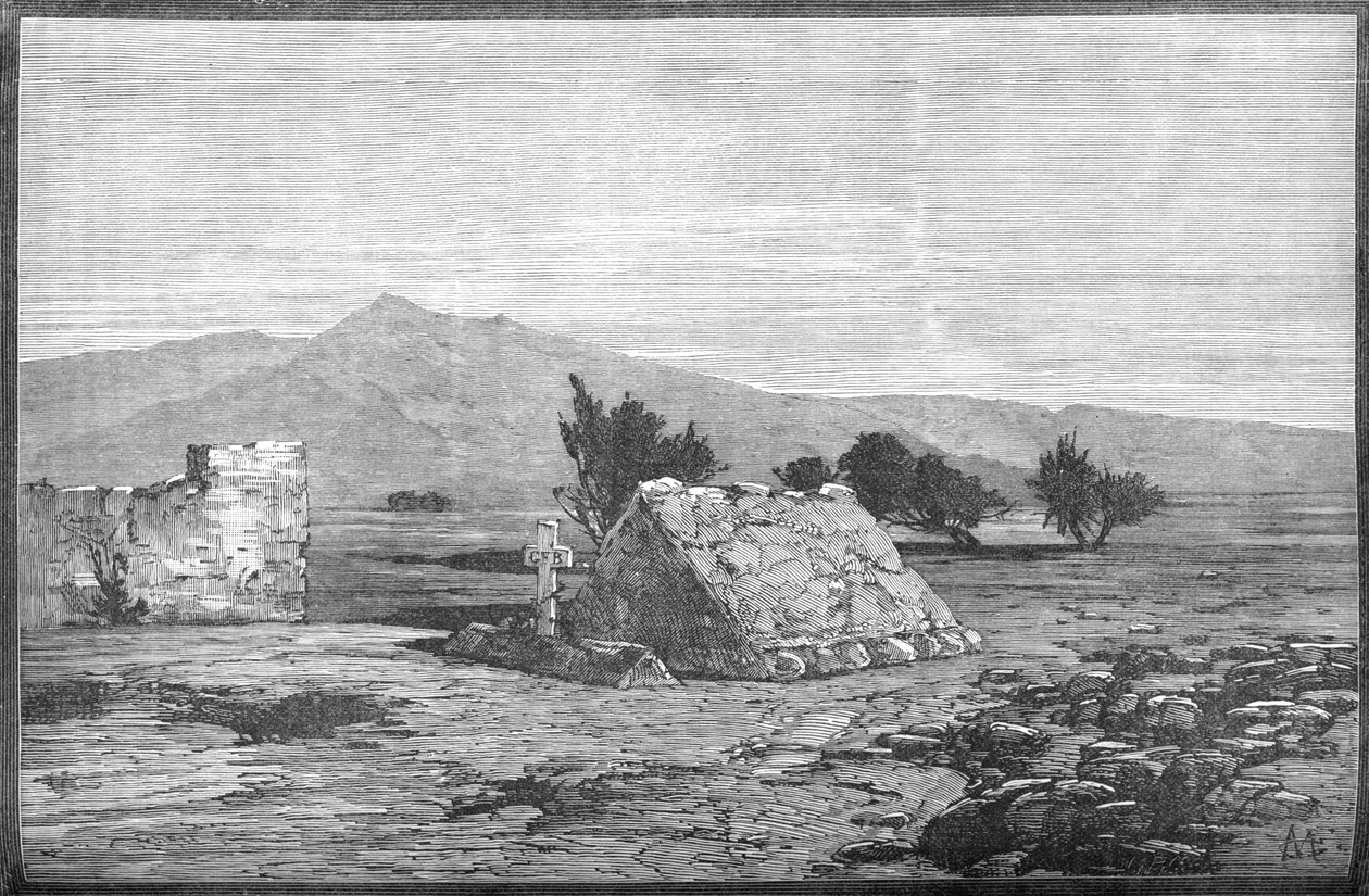 ブラックウッド少佐の墓と第66連隊の兵士、マイワンド、c1880 作： 不明