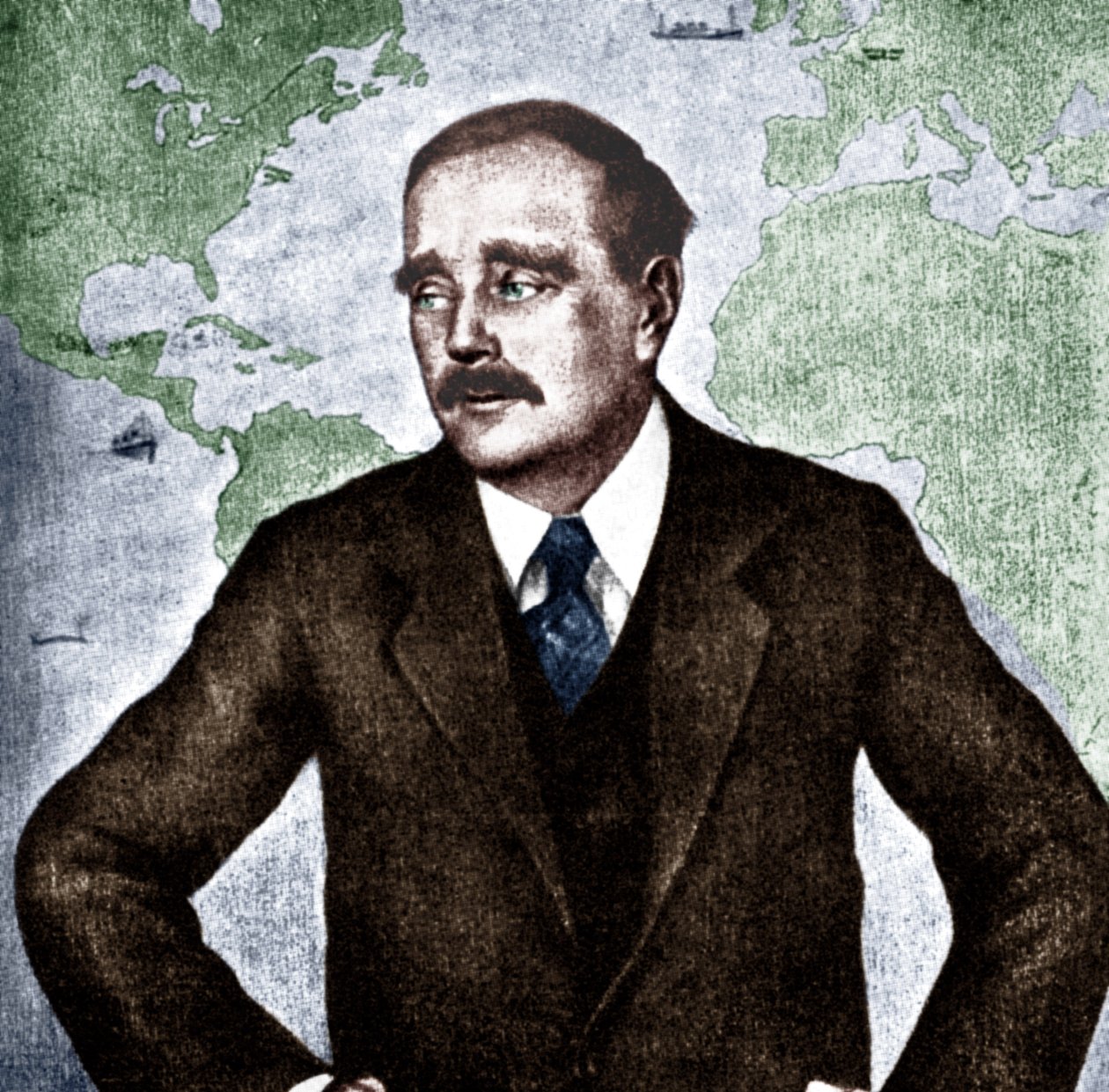 H・G・ウェルズ - イギリスの小説家、ジャーナリスト、社会学者、歴史家の肖像画（1933年頃）。1866年9月21日 - 1946年8月13日。世界の戦争」。 作： 不明