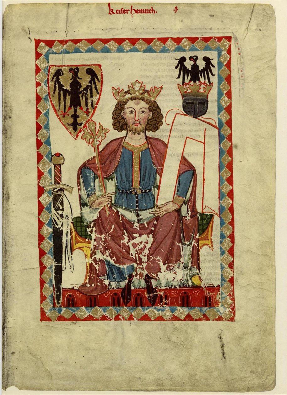 Henry VI 1165-1197、Codex Manesseの神聖ローマ皇帝、1305年から1340年 作： 不明