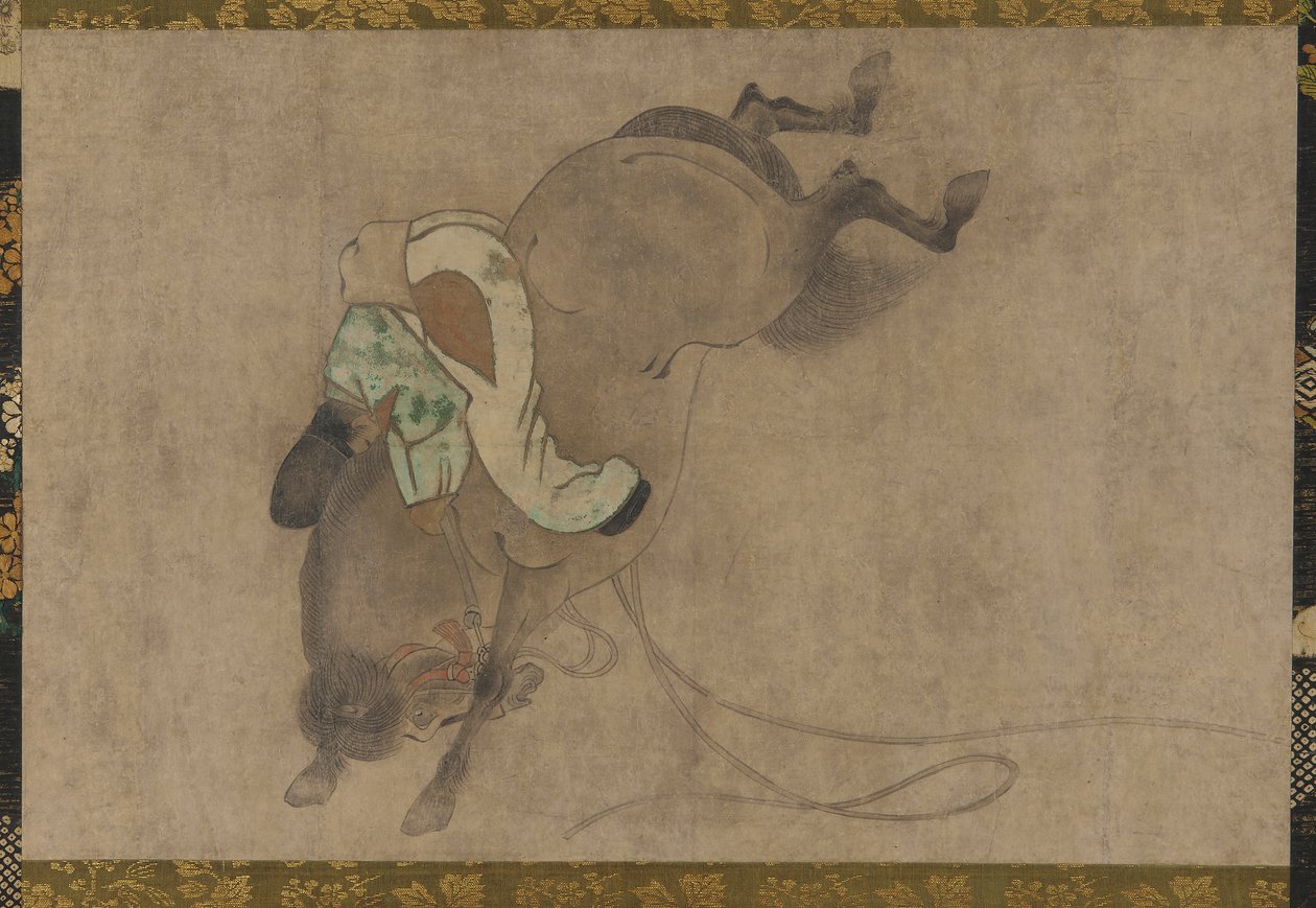 馬とライダー、桃山時代、1568-1615。 作： 不明