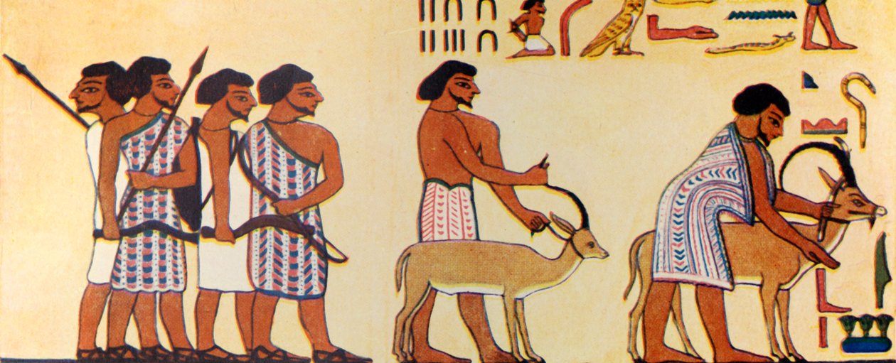 古代エジプト人がイスラエル人のエジプトへの到来をどのように描いたか、c1930。 作： 不明