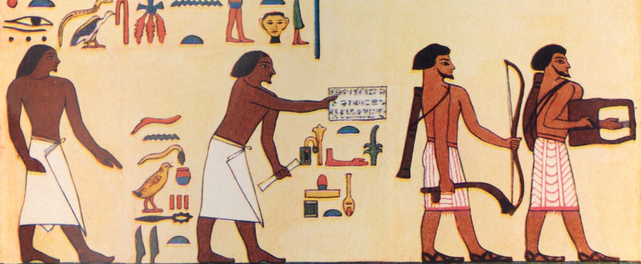 古代エジプト人がイスラエル人のエジプトへの到来をどのように描いたか、c1930。 作： 不明