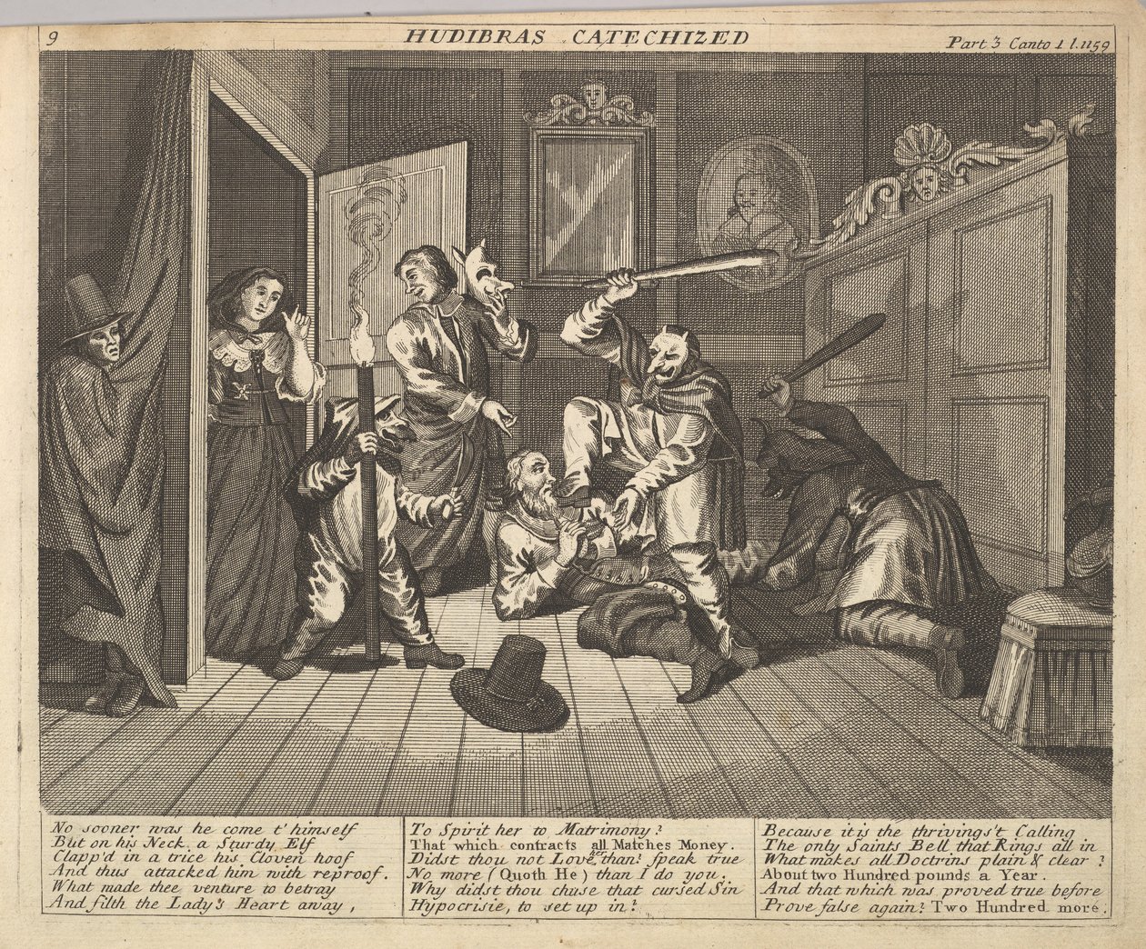 Hudibras Catechized Plate 9：Illustrations to Samuel Butlers Hudibras、1725-30。 作： 不明