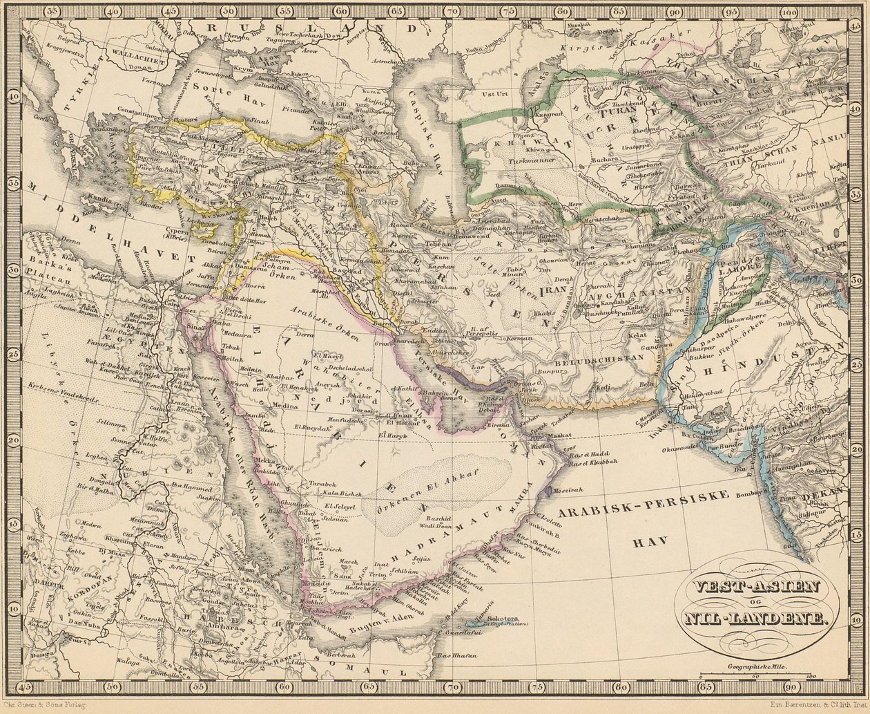 図は、著者不明、Chr. Steen & Søn社発行のAtlas over alle Jordens Dele（1857年、コペンハーゲン）からの引用です。 作： 不明