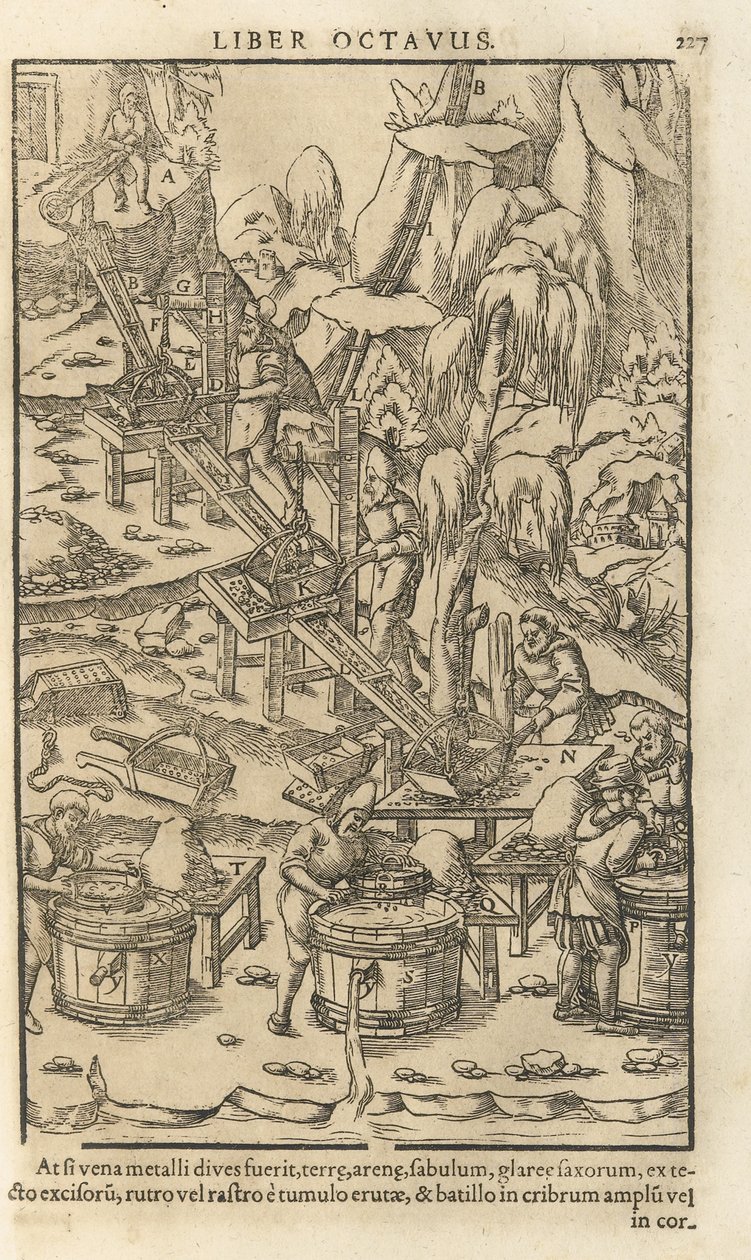 Georgius Agricola、1556年のDe Re Metallica libri XIIのイラスト 作： 不明