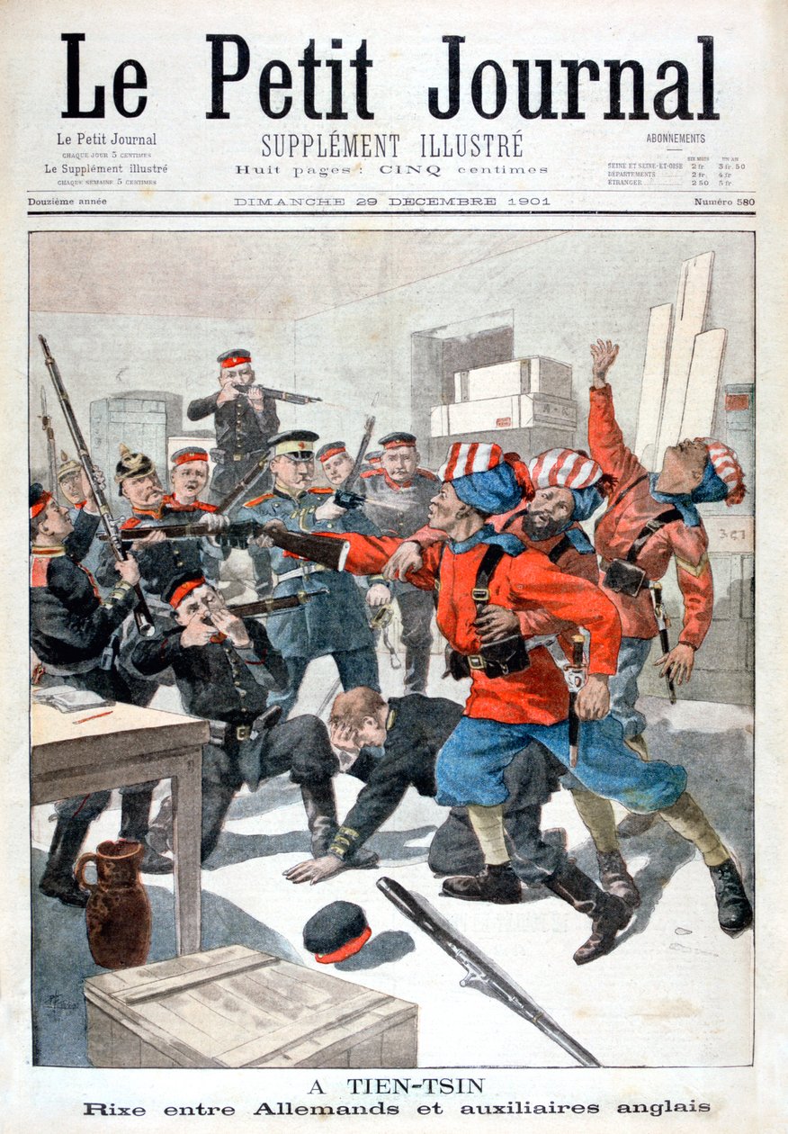 ドイツ軍とイギリスの補佐官の間の事件、天津、中国、1901 作： 不明