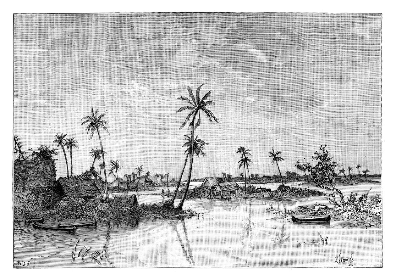 サンブラス湾の島々へのインド人の入植地、c1890 作： 不明