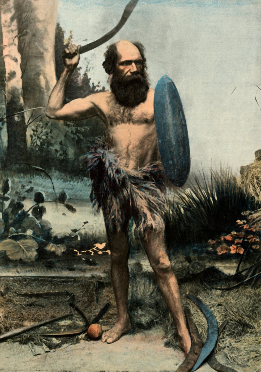 Indigene Australien Arme Du Boumerang、アボリジニー、ブーメランで武装、1900年。 作： 不明
