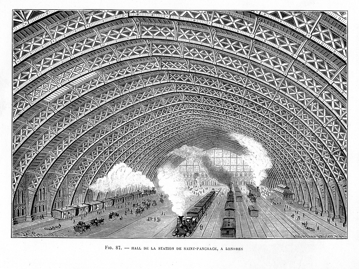 セントパンクラス駅の内部、ロンドン、1865 作： 不明