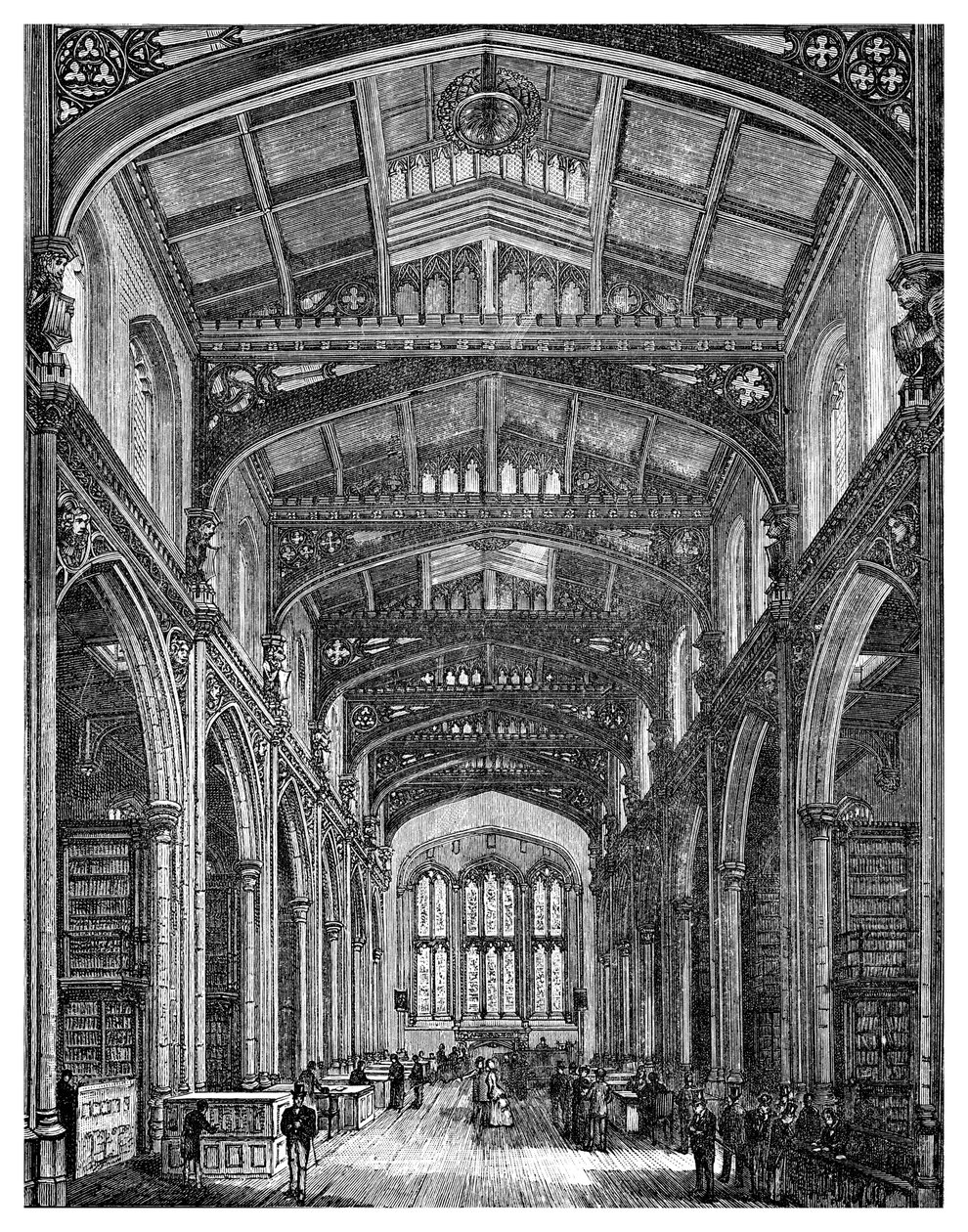 図書館の内部、ギルドホール、ロンドン市、1886 作： 不明