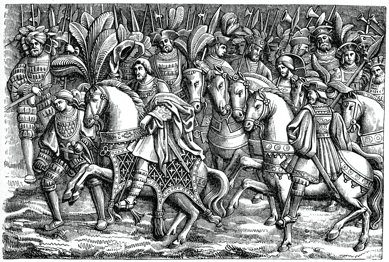 金の布地に関するフランシス1世とヘンリー8世のインタビュー、1520年、1870年 作： 不明
