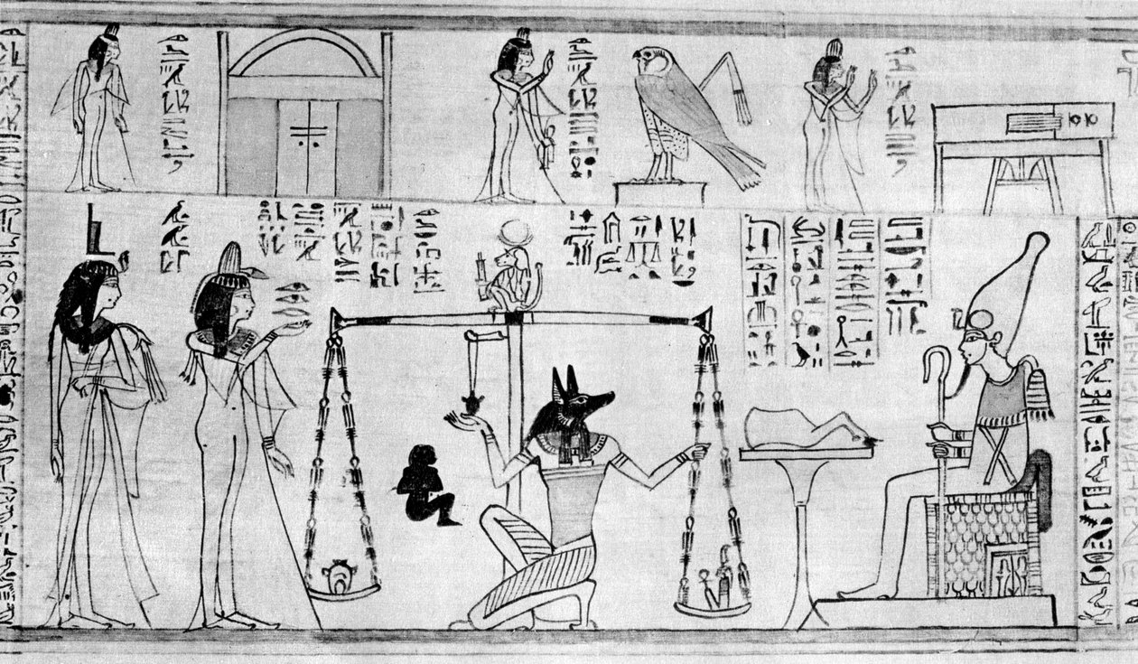死者の審判、エジプトのデアエルバハリ神殿、c1025 BC 1936 作： 不明