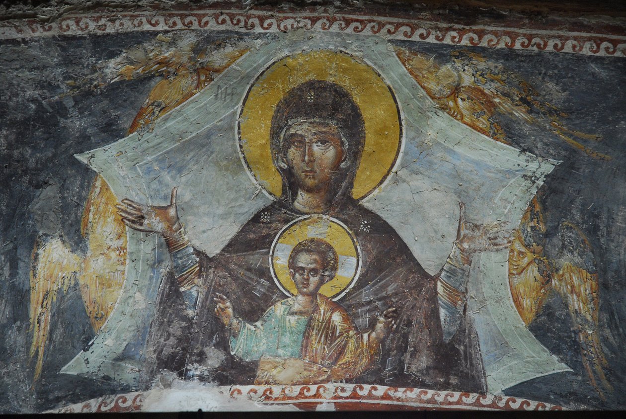 Kariye Camii (St Sauveur In Chora church) fresco : Virgin and child, イスタンブール, トルコ 作： 不明
