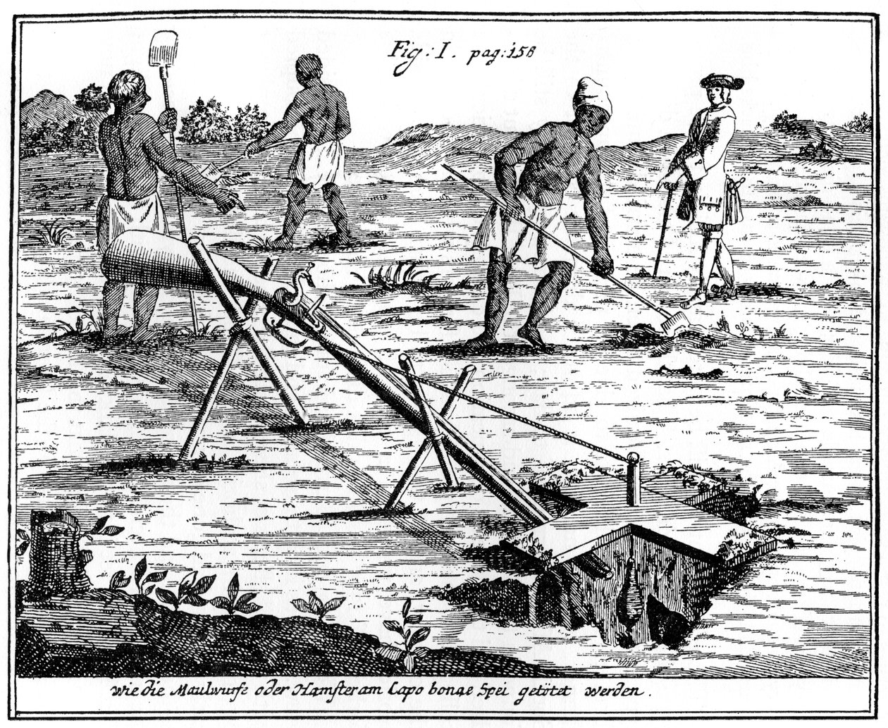 Khoikhoisがモルを捕まえる、南アフリカ、18世紀1931 作： 不明
