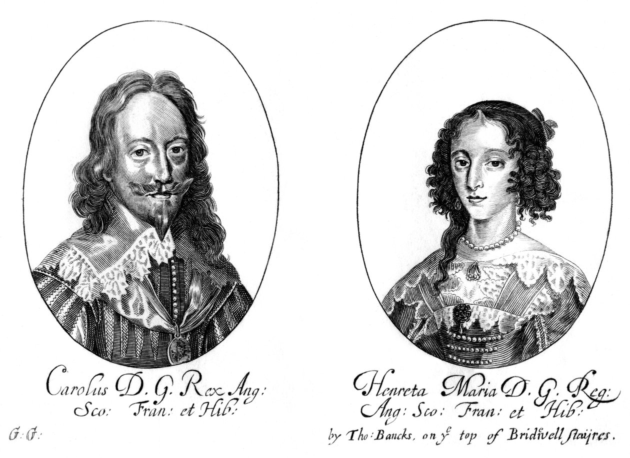 チャールズ1世1600〜1649年とヘンリエッタマリア王妃1609〜1669年 作： 不明