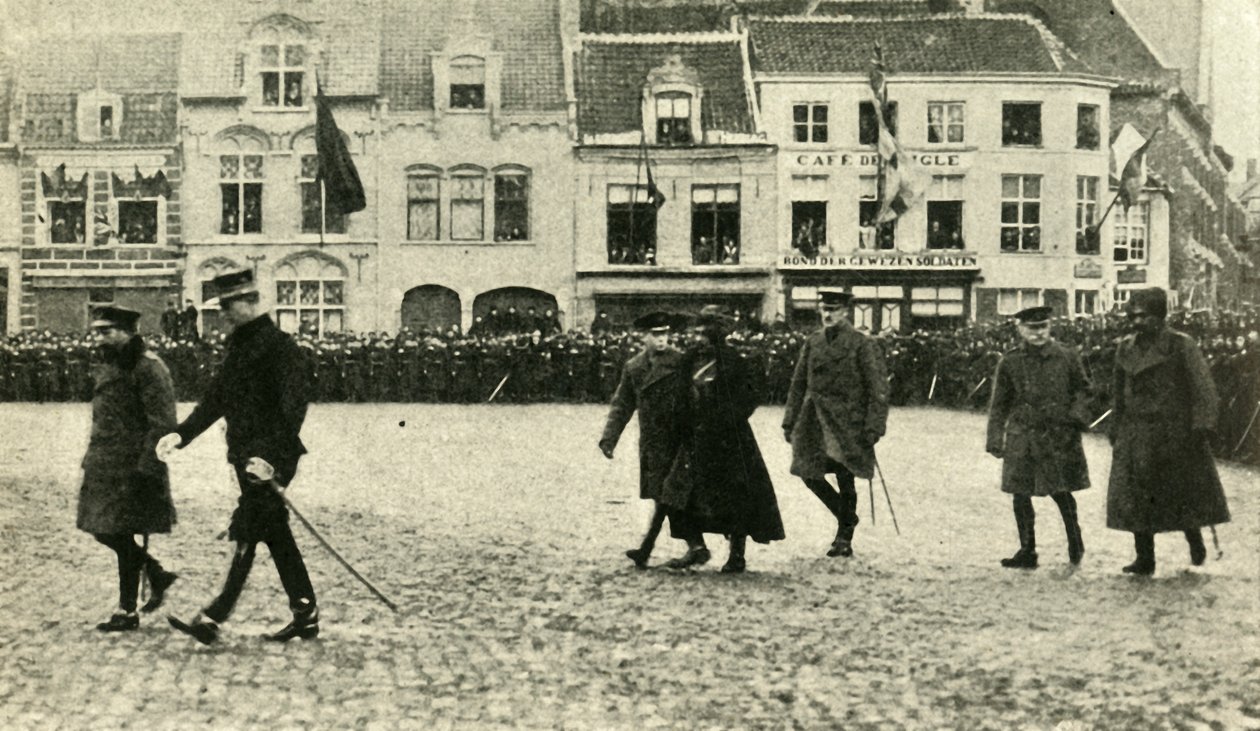 1914年12月4日、1920年、第一次世界大戦、ベルギー、ファーネスでのジョージ5世王。 作： 不明