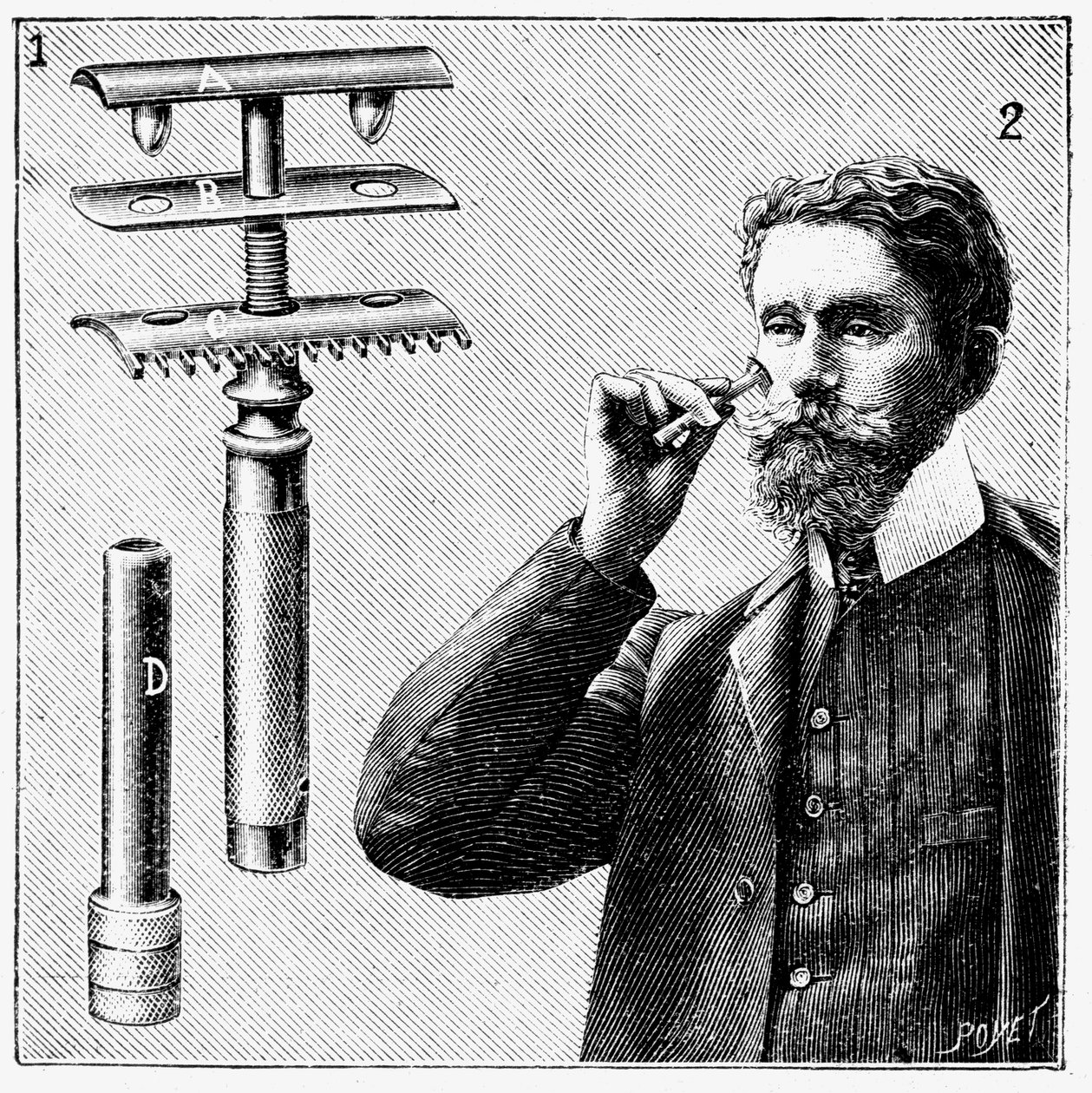 交換可能な刃を備えたキングジレッツ安全かみそり、1905年 作： 不明