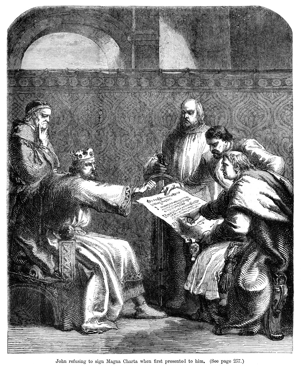 ジョン1167-1216王は、最初に提示されたときにマグナカルタに署名することを拒否しました、1215 作： 不明