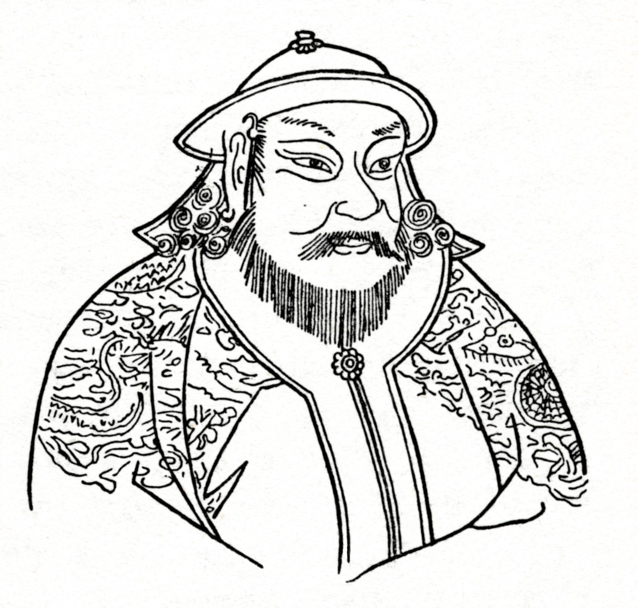 モンゴル帝国のKublai Khan 1215-1294、1912年の元王朝の創設者 作： 不明