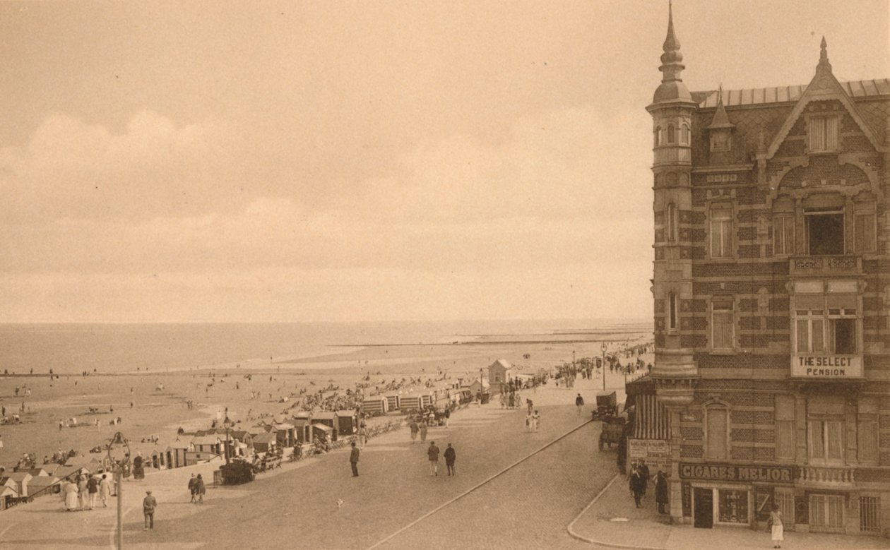 La Digue et la Plage、プロムナードアンドザビーチ、c1900。 作： 不明