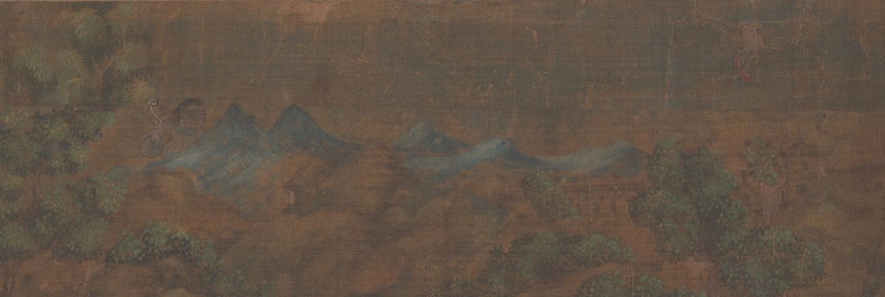 ウッドランド設定の人物の風景画。 作： 不明