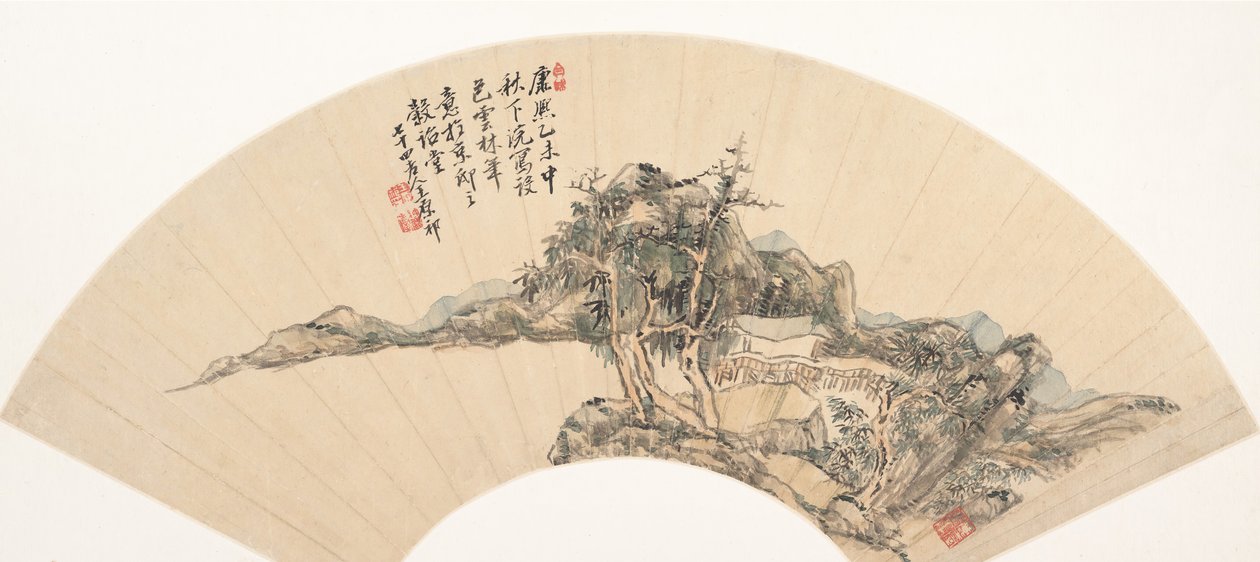 二山風山水画、18世紀以降、1715年と偽装。 作： 不明