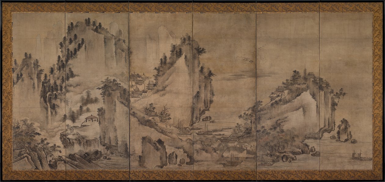 風景、1500年代後半。 作： 不明