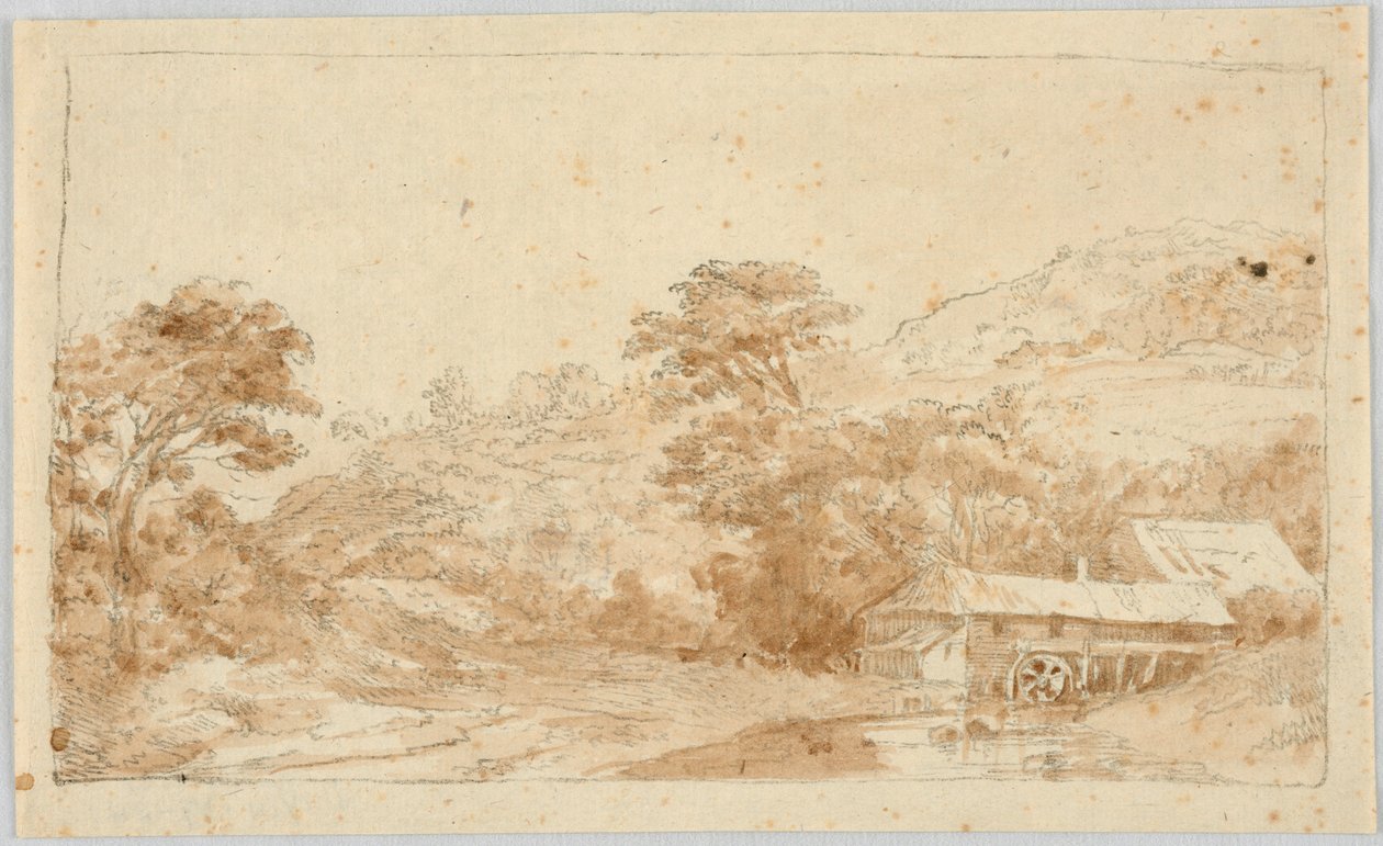水車小屋のある風景 作： 不明