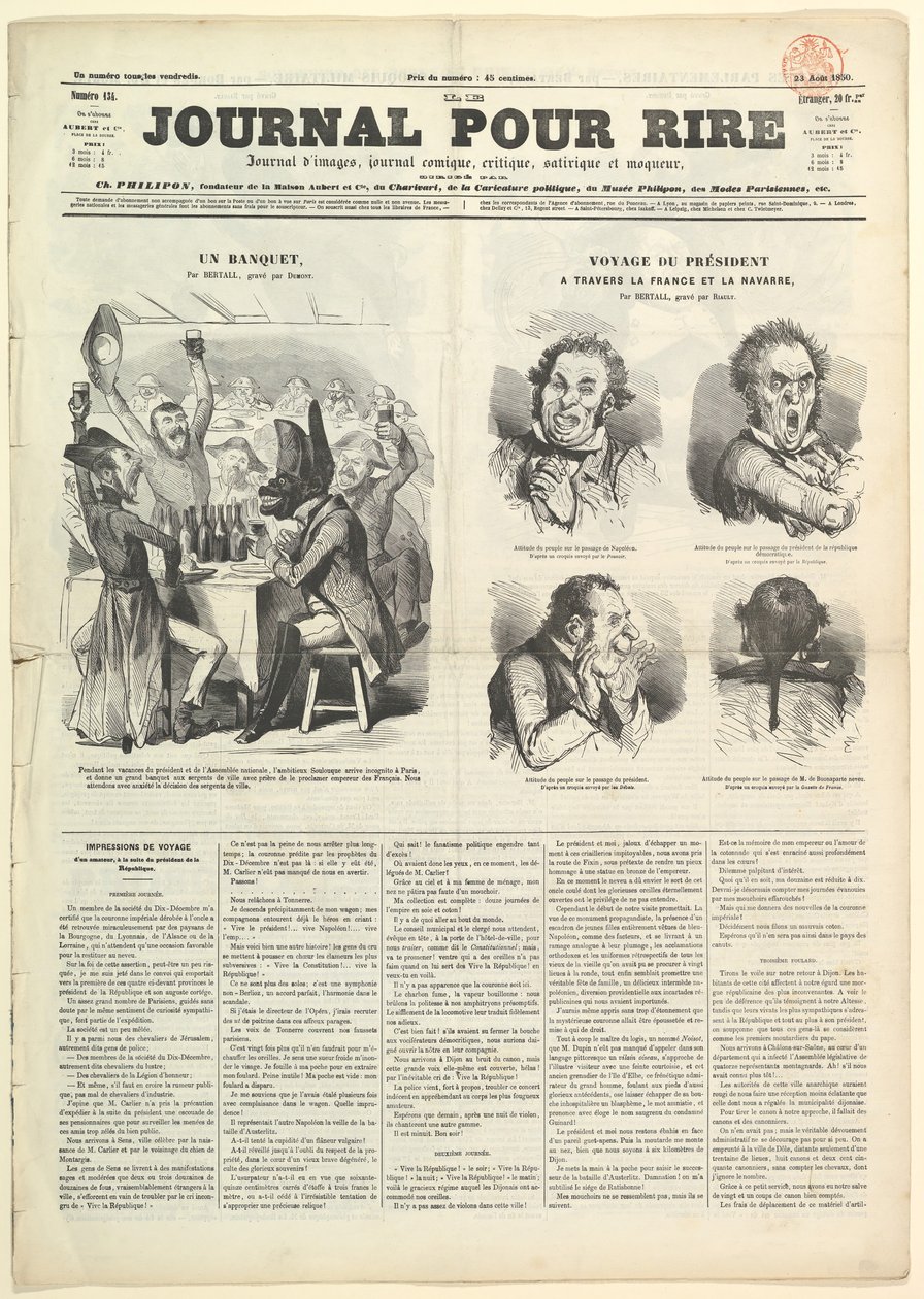 Le Journal Pour Rire、Journal dIimages、Journal Comique、Critique、Satirique e ...、1850年8月23日。 作： 不明
