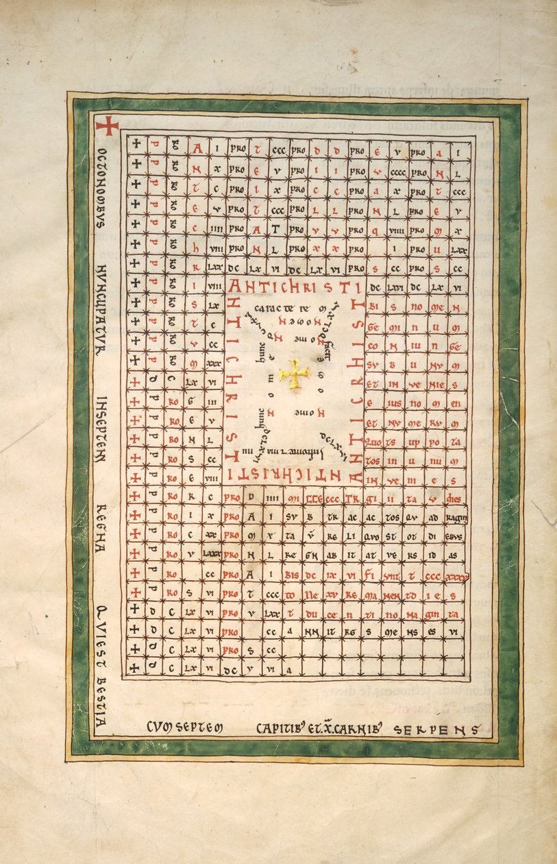 Beatus Manuscript からのリーフ: Table of the Antichrist, ca. 1180年。 作： 不明