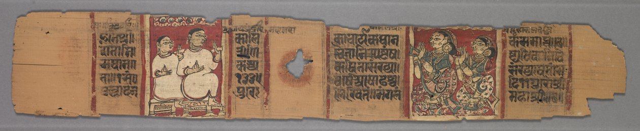 ジャイナ教の写本の葉：カラカチャリヤの物語：直訳、1278年。 作： 不明
